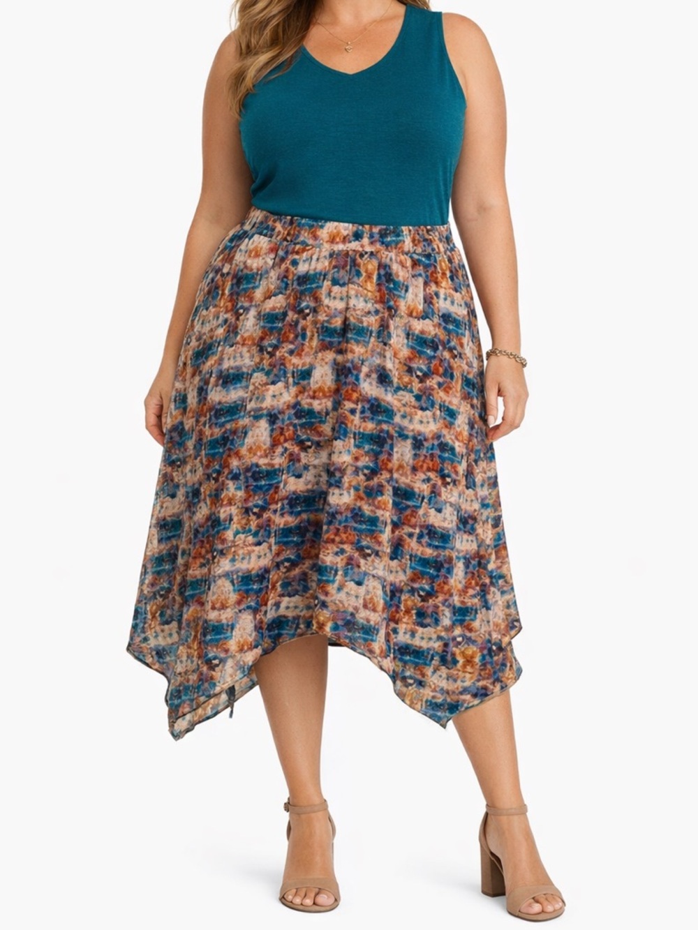 Investments Asymmetrical Midi Skirt Size 2X NWT